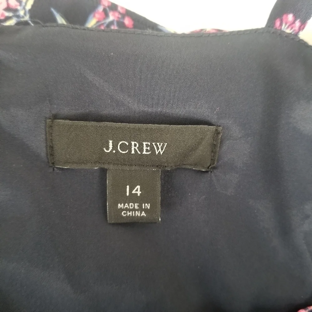 J.Crew Ruffle Stretch Silk Midi Dress Size 14 Wisp Floral Print Pleated